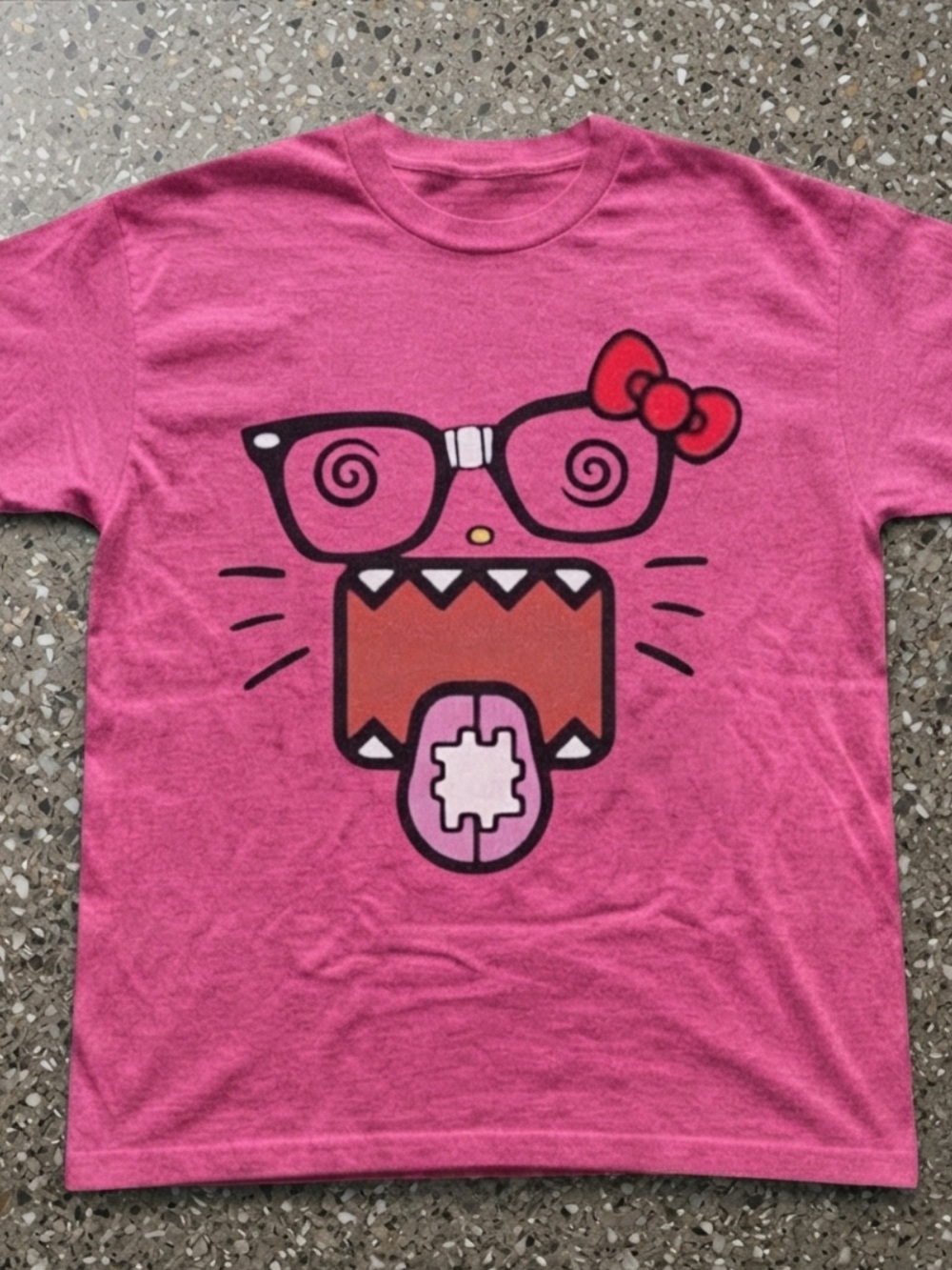 Gildan Hot Pink Short Sleeve Tee with Cute Monster Graphic